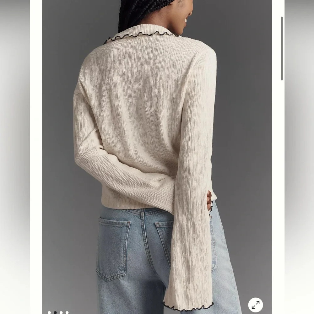 Anthropologie Nation Los Angeles Daisy Oversized Collar Button-Front Top - Picture 3 of 12